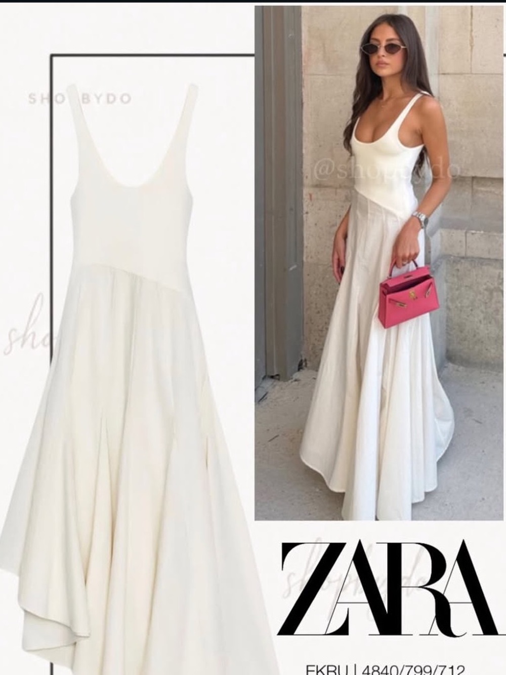 Zara Cream Scoop-Neck Sleeveless Maxi Dress